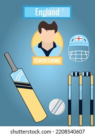 Cricket Icons Set Of England Special For England Cricket Fans, Vector Template.
