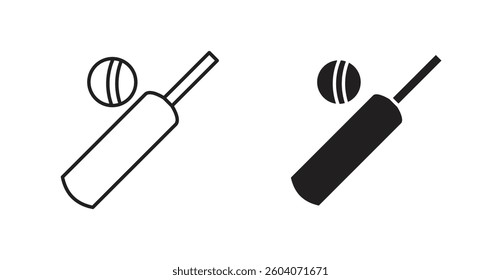 Cricket icons. thin line vector icons
