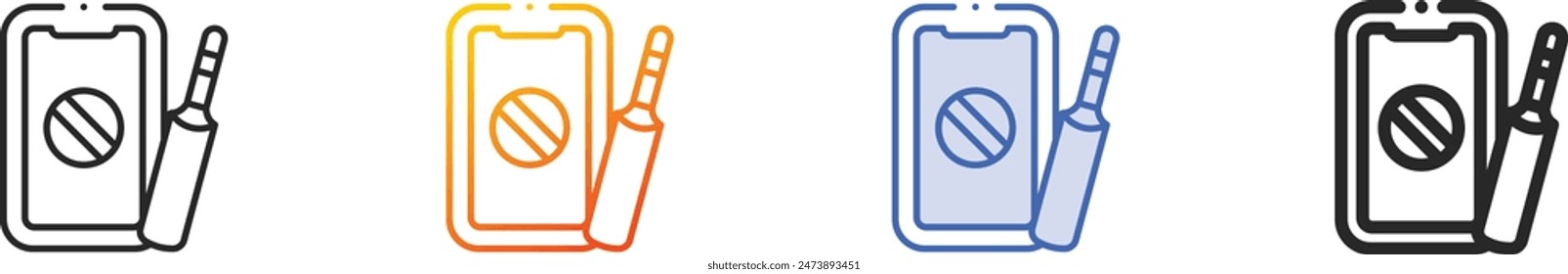 cricket icon.Thin Linear, Gradient, Blue Stroke and bold Style Design Isolated On White Background