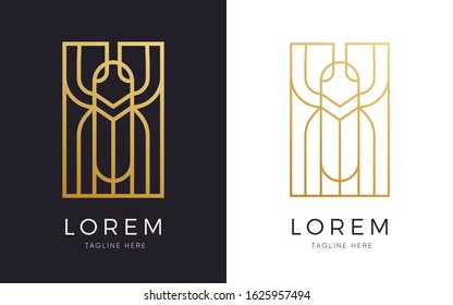 Cricket Insect Farm logo design with gold colour, square and linear style