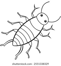 Ilustración vectorial plana del insecto del grillo en un fondo blanco