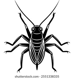 Ilustración vectorial plana del insecto del grillo en un fondo blanco