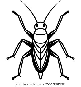 Ilustración vectorial plana del insecto del grillo en un fondo blanco