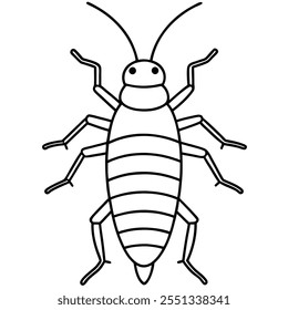 Ilustración vectorial plana del insecto del grillo en un fondo blanco