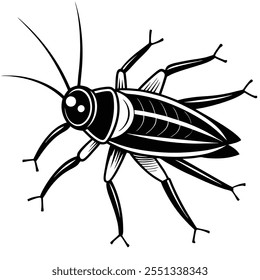 Ilustración vectorial plana del insecto del grillo en un fondo blanco