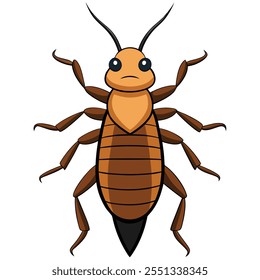 Ilustración vectorial plana del insecto del grillo en un fondo blanco