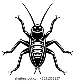 Ilustración vectorial plana del insecto del grillo en un fondo blanco