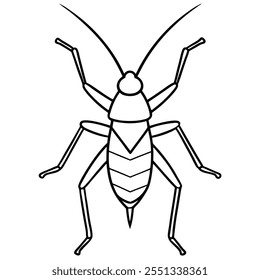 Ilustración vectorial plana del insecto del grillo en un fondo blanco