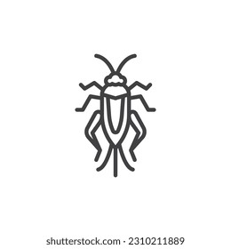 Cricket insect line icon. linear style sign for mobile concept and web design. Cricket grasshopper outline vector icon. Symbol, logo illustration. Vector graphics