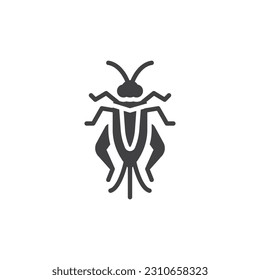 Cricket insect vector icon. filled flat sign for mobile concept and web design. Cricket grasshopper glyph icon. Symbol, logo illustration. Vector graphics