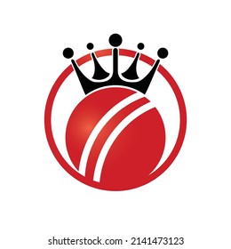 Cricket king vector logo design. Cricket ball and crown icon design template.
