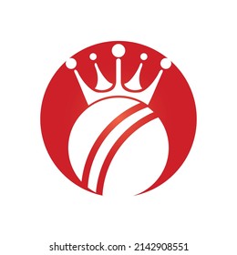 Cricket king vector logo design. Cricket ball and crown icon design template.