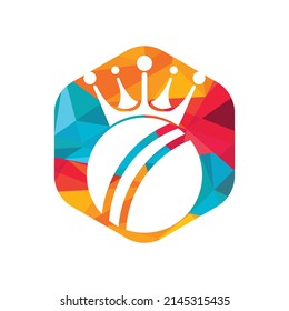 Cricket king vector logo design. Cricket ball and crown icon design template.