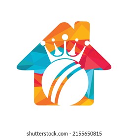 Cricket king vector logo design. Cricket ball and crown icon design template.	