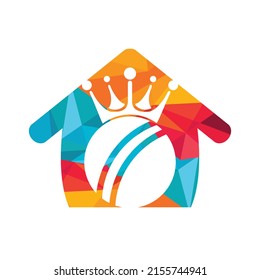 Cricket king vector logo design. Cricket ball and crown icon design template.	