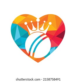 Cricket king vector logo design. Cricket ball and crown icon design template.	