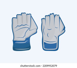 Cricket Kiper Gloves Illustration 2D Vector Design, Premium Hi-Quality Gloves With White Background,