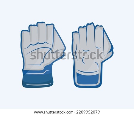 Cricket Kiper Gloves Illustration 2D Vector Design, Premium Hi-Quality Gloves With White Background,