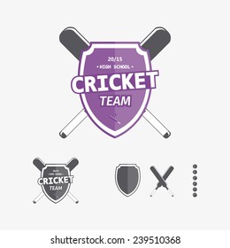 Cricket labels and icons set. 