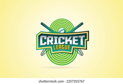 Cricket League logo, id, emblem or lockup with bat and ball