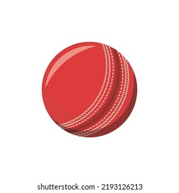 Cricket Leather Ball Flat Vector Illustration. Isolated Sport Gear Icon Element