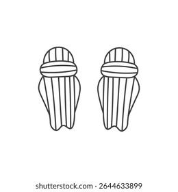 Cricket Leg Pads Drawing. Protective sports game uniform sketch. Player gear. Line vector illustration