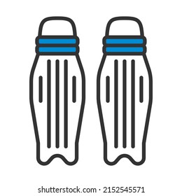 Cricket Leg Protection Icon. Editable Bold Outline With Color Fill Design. Vector Illustration.