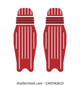 Cricket leg protection icon. Flat color stencil design. Vector illustration.