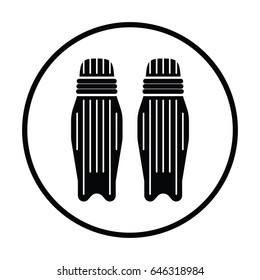 Cricket leg protection icon. Thin circle design. Vector illustration.