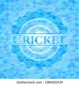 Cricket light blue emblem. Mosaic background