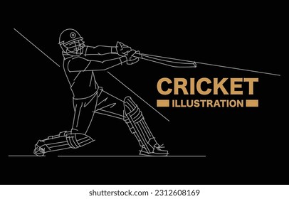 ilustración de la línea de cricket para afiches y pancartas