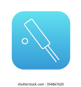 Cricket line icon for web, mobile and infographics. Vector white icon on the blue gradient square with rounded corners isolated on white background.