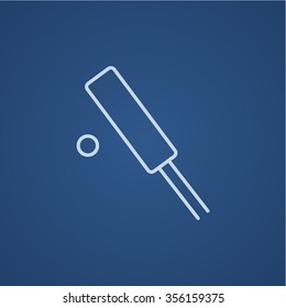 Cricket line icon for web, mobile and infographics. Vector light blue icon isolated on blue background.