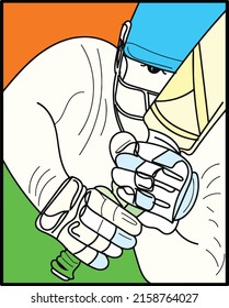 Cricket logo, Cricket batsman illustration, Outline sketch drawing of close up of cricket batsman shot, Batsman silhouette
