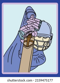 Cricket Logo, Cricket Batsman Illustration, Sketch drawing of cricket batsman playing Straight drive shot, line art illustration of cricket batting