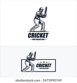 Cricket logo championship with Player illustration vector