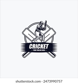 Cricket logo championship with Player illustration vector