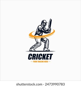 Cricket logo championship with Player illustration vector