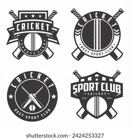 Colección de logotipos de cricket, colecciones de conjuntos de emblemas. Paquete de plantilla de insignia de logotipo de cricket