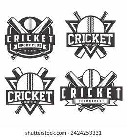 Cricket logo collection, emblem set collections. Cricket logo badge template bundle