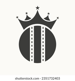 Cricket Logo Design Concept With Crown Icon. Cricket Game Winner Symbol