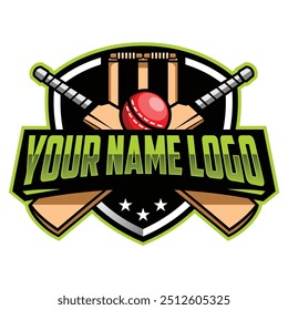 Vector de ilustración de diseño de logotipo de cricket. Cricket Sport Plantilla de diseño de logotipo. Colección de emblema de Equipo de cricket