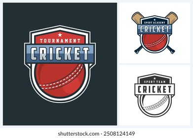 Cricket logo design template, cricket sport team emblem collection, cricket tournament logo design vector illustration