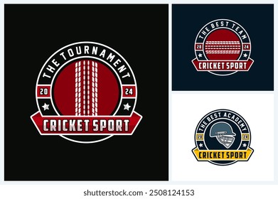 Cricket logo design template, cricket sport team emblem collection, cricket tournament logo design vector illustration