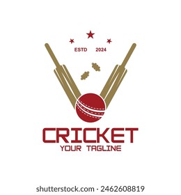 Cricket Logo Design Vektorgrafik Vorlage. geeignet für Sport, Spiel und Verein