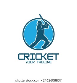 Plantilla de Vector con diseño de logotipo de críquet. apta para deportes, juegos y clubes