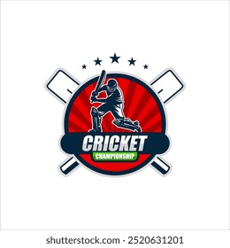 Plantilla de Vector del diseño del logotipo del cricket. conveniente para el juego y el club del deporte