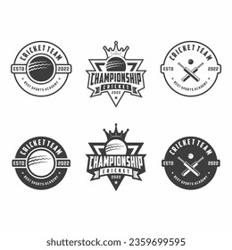 Cricket logo, emblem set collection, design template on light background