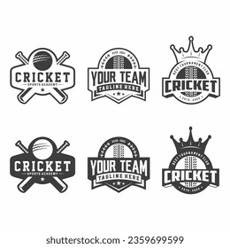 Cricket logo, emblem set collection, design template on light background