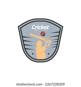 Cricket Logo emblem, cricket team, Cricket club logo design with crossed sticks